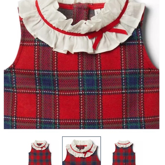NWOT Janie and Jack girls ruffled neck peplum plaid top - Picture 2 of 5